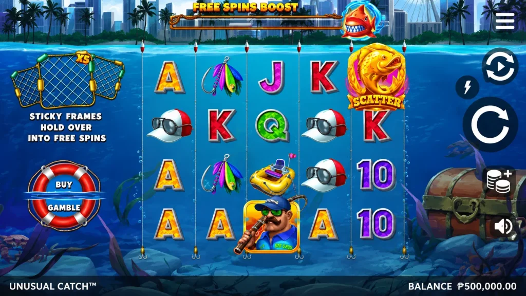Underwater fishing-themed slot game interface Underwater fishing-themed slot game interface
